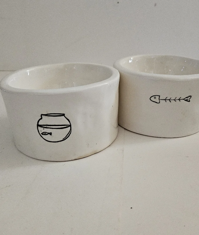 Rae Dunn Cream Ceramic Pet Bowls